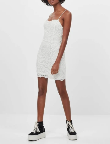 Rochie scurta Bershka, alb, XS