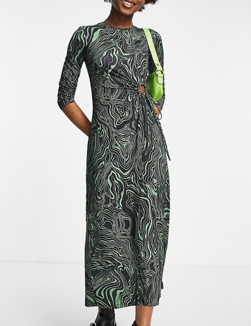 Rochie medie Stradivarius, negru/verde, L