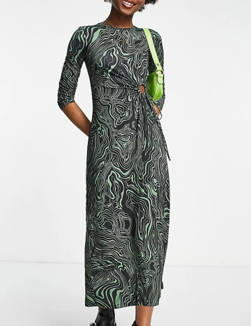 Rochie medie Stradivarius, negru/verde, L