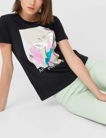 Tricou Stradivarius, negru, XS