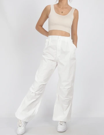 Pantaloni Bershka, alb, L