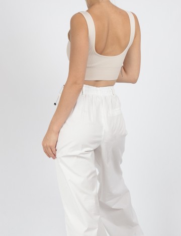 Pantaloni Bershka, alb, L