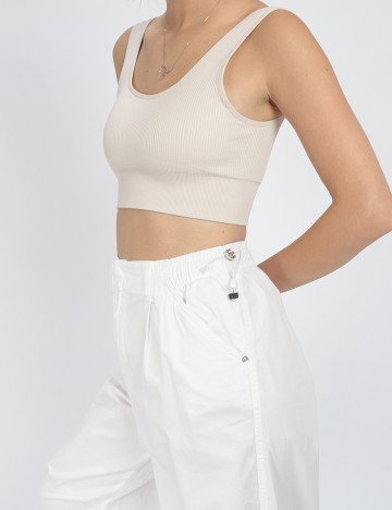 Pantaloni Bershka, alb, L