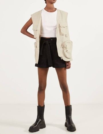 Pantaloni scurti Bershka, negru, 38