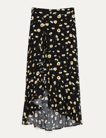 Fusta Bershka, negru floral, L