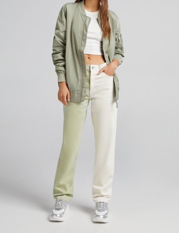 Blugi Bershka, alb/verde, 34