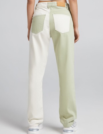 Blugi Bershka, alb/verde, 34