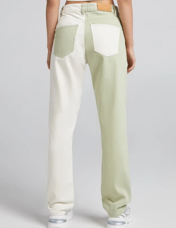 Blugi Bershka, alb/verde, 34