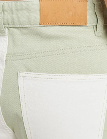 Blugi Bershka, alb/verde, 34