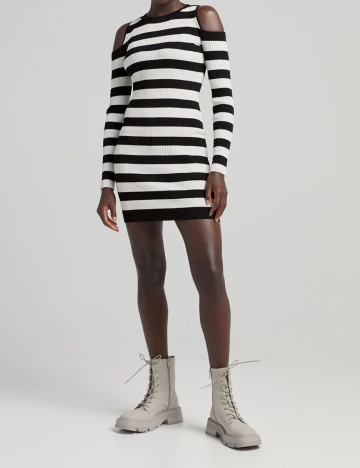 Rochie scurta Bershka, alb/negru, L