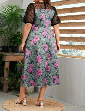 Rochie medie SHEIN CURVE, floral, 3XL