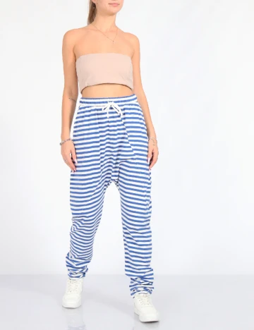 Pantaloni Vero Moda, alb/albastru