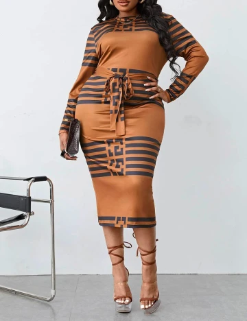 Rochie medie SHEIN CURVE, maro, 1 XL Maro