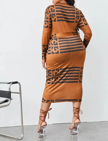 Rochie medie SHEIN CURVE, maro, 1 XL Maro