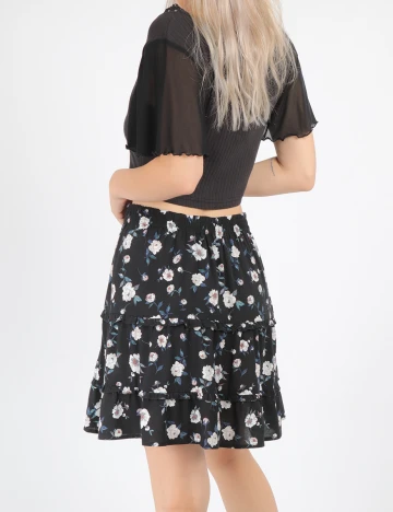 Fusta Vero Moda, negru floral, M