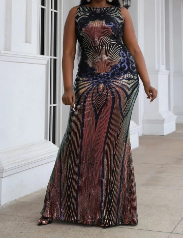 Rochie lunga Miss ord, mix culori, 4XL
