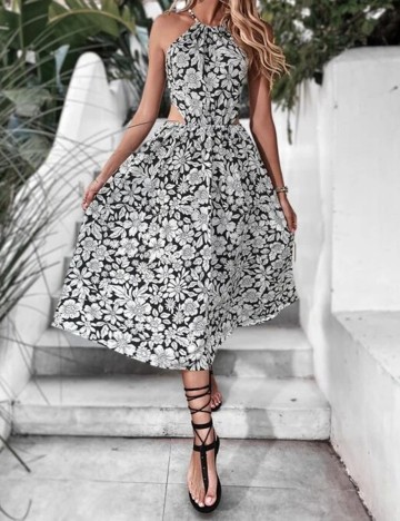 Rochie medie SHEIN, alb/negru, XS