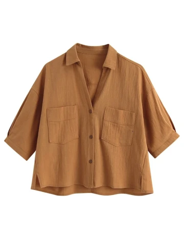 Camasa SHEIN CURVE, maro, 1 XL Maro