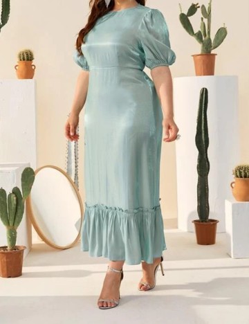 Rochie lunga SHEIN CURVE, albastru, 1 XL