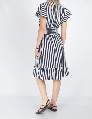 Rochie medie SHEIN, alb/bleumarin, S