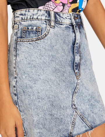 Fusta Stradivarius, albastru denim, 36