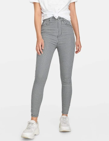 Pantaloni Stradivarius, alb-negru, 32