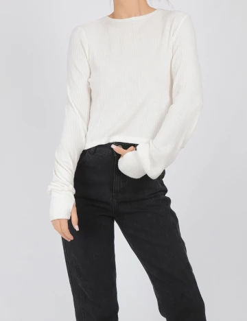 Bluza Stradivarius, alb, S