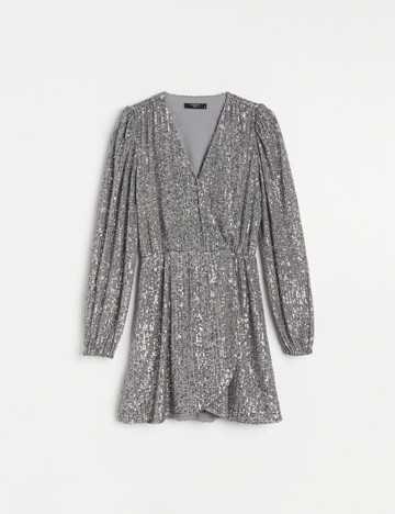 Rochie scurta Reserved, argintiu, XL