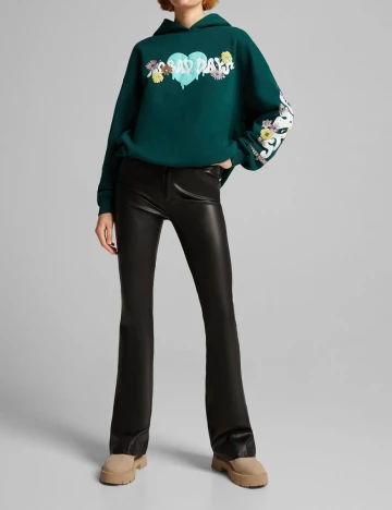 Hanorac Oversize Bershka, verde, S