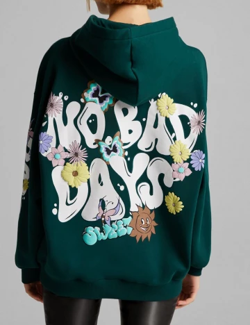 Hanorac Oversize Bershka, verde, S