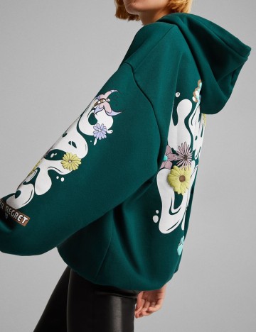 Hanorac Oversize Bershka, verde, S