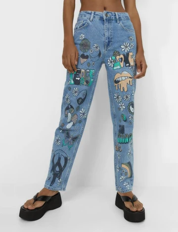 Blugi Stradivarius, albastru, 36