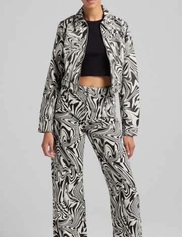 Jacheta Bershka, alb/gri, S