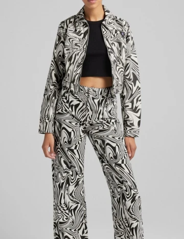 Jacheta Bershka, alb/gri, S