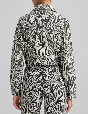 Jacheta Bershka, alb/gri, S
