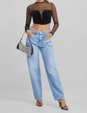 Top Bershka, negru, S