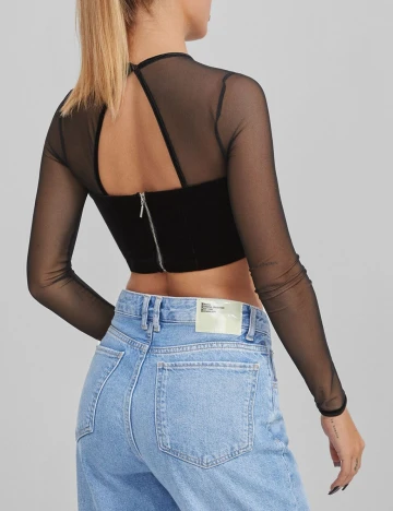 Top Bershka, negru, S