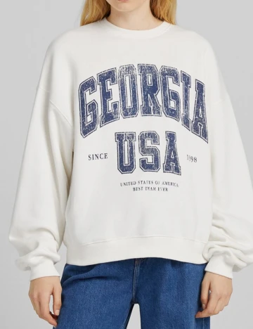 Bluza Bershka, alb, XL
