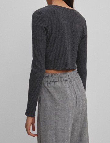 Top Bershka, gri inchis, S