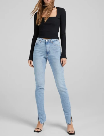 Blugi Bershka, albastru, 40