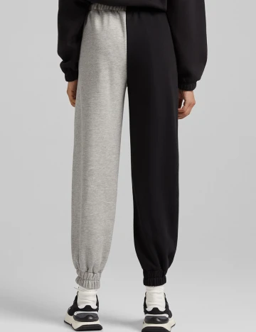 Pantaloni Bershka, gri/negru, M Gri