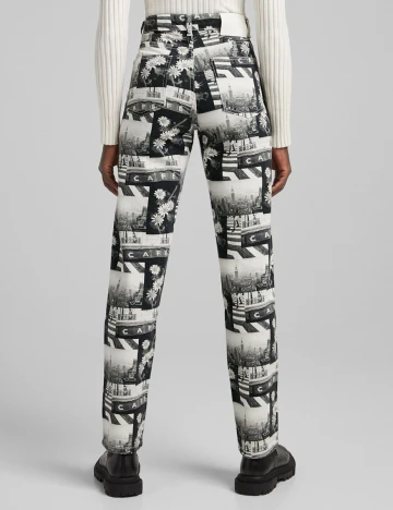 Blugi Bershka, alb-negru, 44