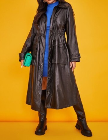 Trench SHEIN CURVE, negru, 1 XL