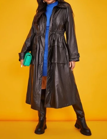 Trench SHEIN CURVE, negru, 1 XL