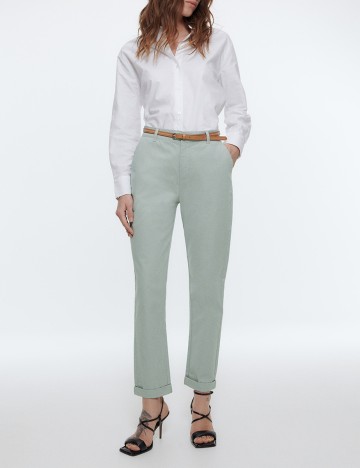 Pantaloni Reserved, verde opalin, 36