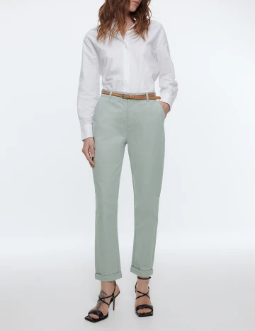Pantaloni Reserved, verde opalin, 36