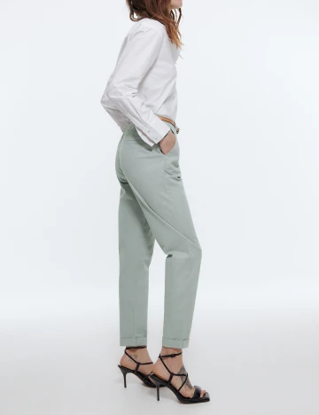 Pantaloni Reserved, verde opalin, 36