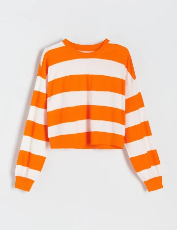Bluza Reserved, alb/portocaliu, M