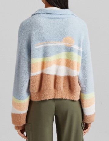 Cardigan Bershka, albastru, S