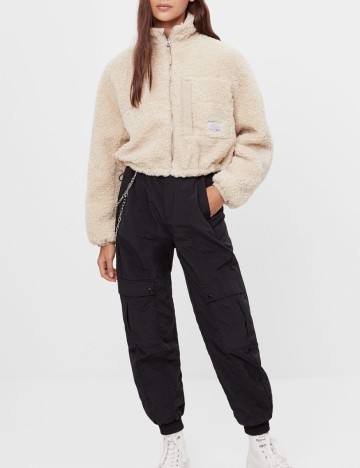 Jacheta Bershka, crem, XS-S